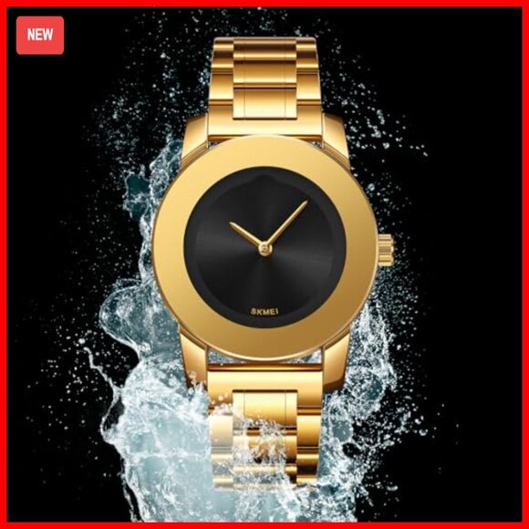 Unisex Stainless Steel Waterproof Quartz Watch with Diamond Accents